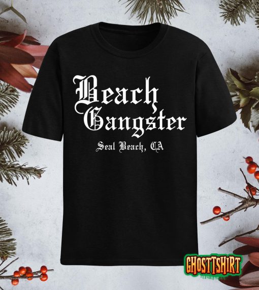 Beach Gangster Surfer Summer Ocean Palm Trees Beach Bum T-Shirt