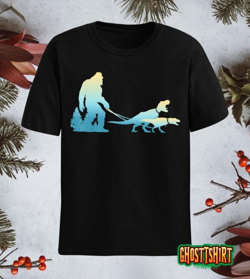 Bigfoot Taking His Dinosaurs for a Walk – Bigfoot T-Shirt