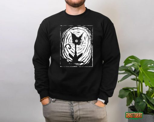 Black Cat Lazy Halloween Costume Scary Creepy T-Shirt