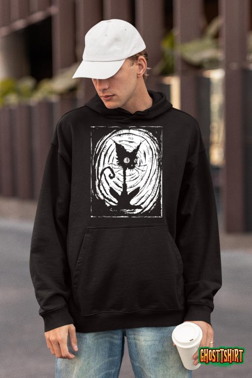 Black Cat Lazy Halloween Costume Scary Creepy T-Shirt