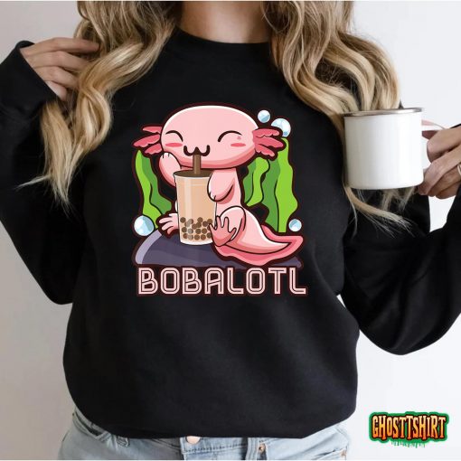 Bobalotl Axolotl Boba Tea Bubble Milk Anime Gift Girls Teen T-Shirt