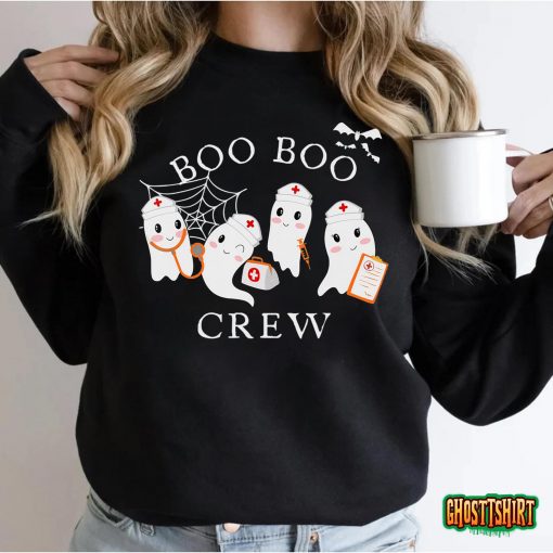 Boo Boo Crew Funny Nurse Halloween Cute Ghost Costume T-Shirt