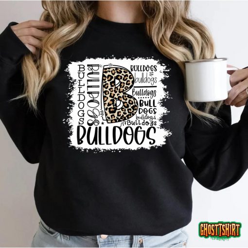 Bulldogs School Sports Fan Team Spirit Mascot Gift Bleach T-Shirt