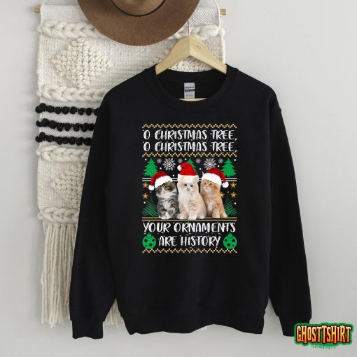Cats Christmas Shirt Funny Ornaments Pajama Family Matching Sweatshirt