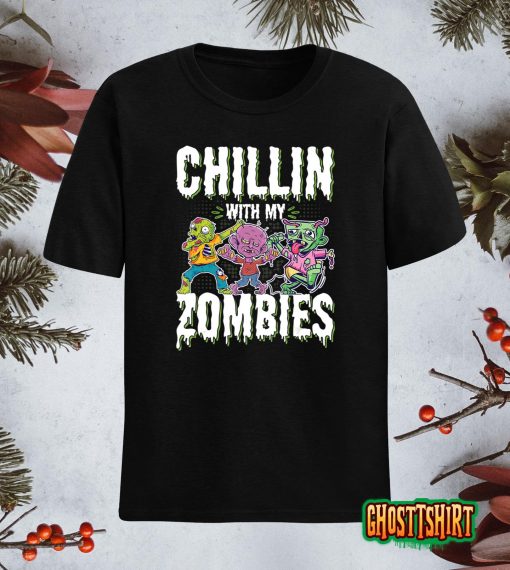Chillin With My Zombies, Funny Halloween Boys Kids T-Shirt