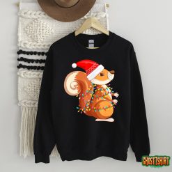 Christmas Lights Squirrel Wearing Xmas Hat – Squirrel Lover Sweatshirt