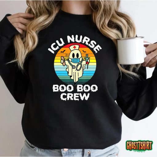 Critical Care Nurse Retro Halloween Ghost Costume ICU Nurse T-Shirt