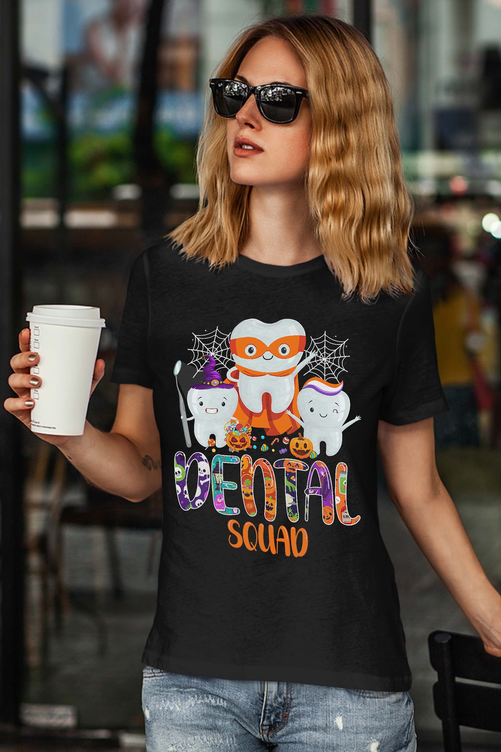 Dental Squad Costume Trick Or Teeth Denstist Halloween Ghost T-Shirt