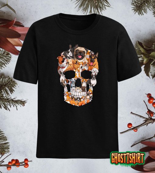 Dog Skull Dogs Paw Lover Halloween Costume Men Women Kids T-Shirt