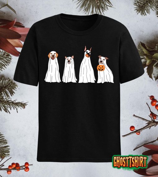 Dog Treat Or Treating Pajamas Jackolantern Ghost Halloween T-Shirt
