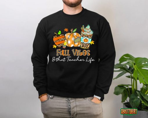 Fall Vibes & That Teacher Life Apple Pencil Pumpkin Fall T-Shirt