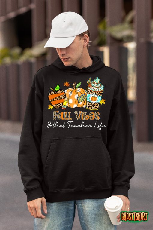 Fall Vibes & That Teacher Life Apple Pencil Pumpkin Fall T-Shirt