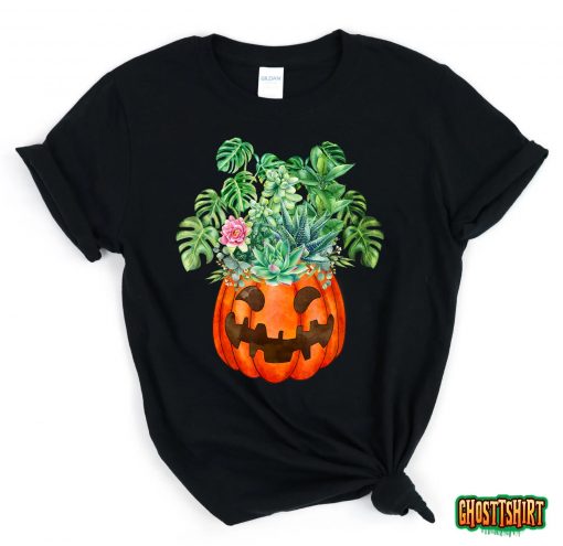 Floral Plant Lover Funny Pumpkin Halloween Costume Women Men T-Shirt
