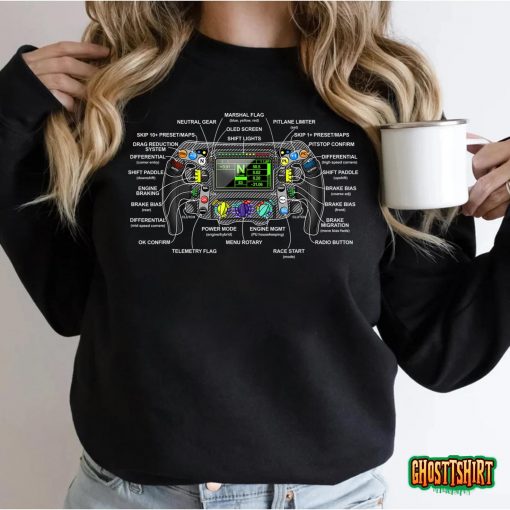 Formula Racing Open Wheel Car Fan Steering Wheel Explained T-Shirt