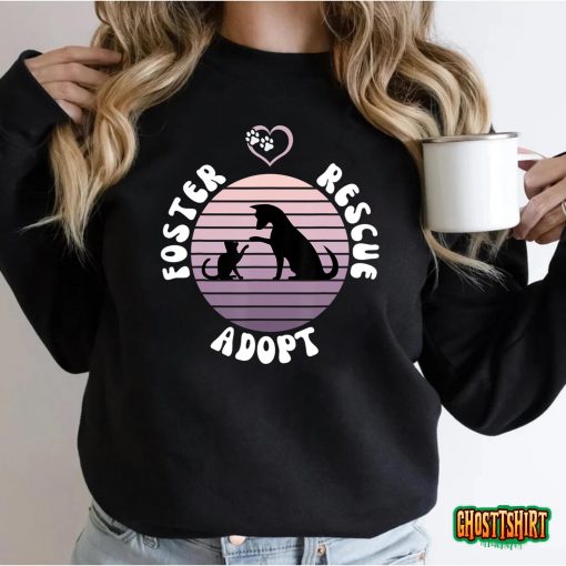 Foster Rescue Adopt – Animal Rescue Support – Trendy Retro T-Shirt