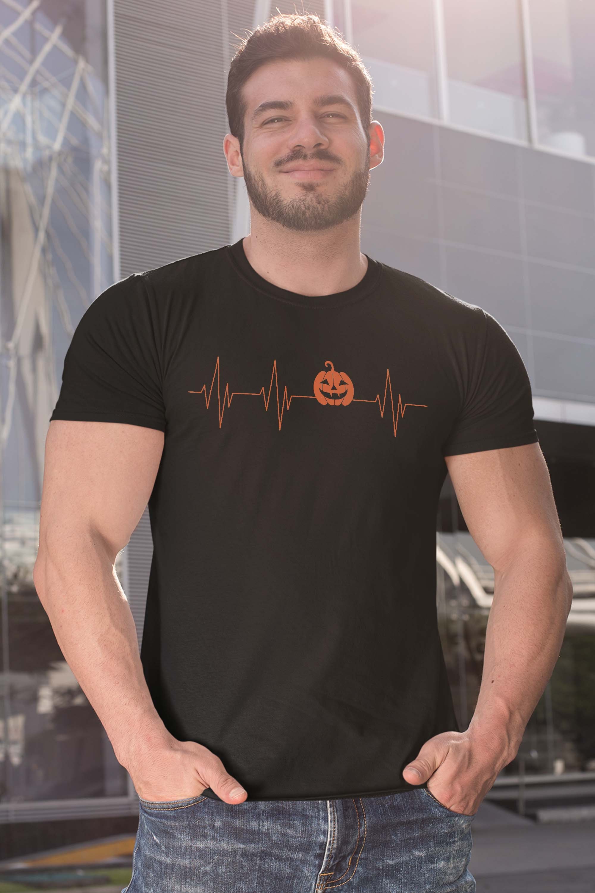 Fun Halloween Pumpkin Heartbeat Nurse Costume Men Women T-Shirt