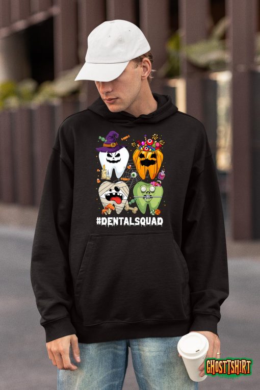 Funny Tooth Teeth Dental Squad Spooky Halloween Vibes T-Shirt