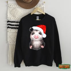 Funny Xmas Possum Lovers Cute Opossum Santa Hat Christmas Sweatshirt