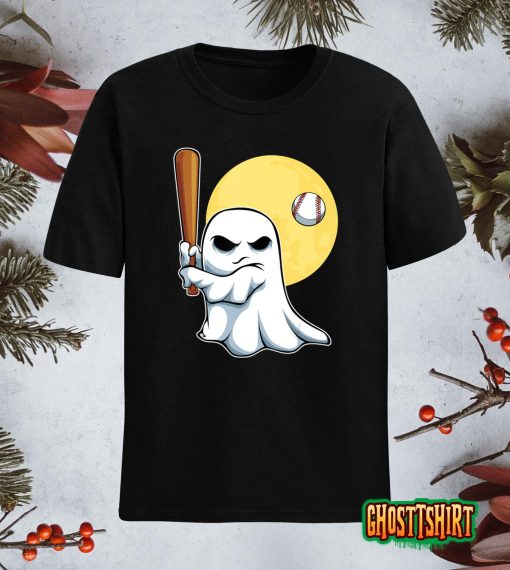 Ghost Baseball Player Lazy Halloween Costume Cute Sport T-Shirt