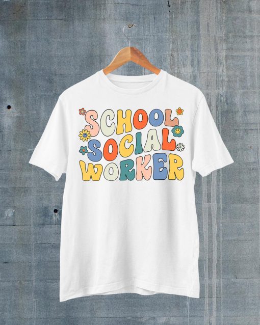 Groovy School Social Worker Coping Skills Back To School T-Shirt