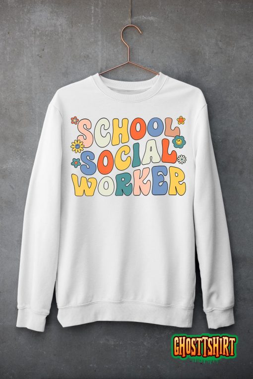Groovy School Social Worker Coping Skills Back To School T-Shirt