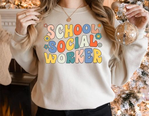 Groovy School Social Worker Coping Skills Back To School T-Shirt