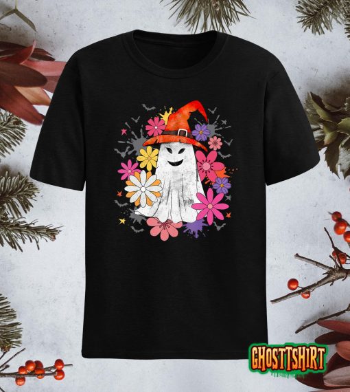 Halloween 2022 Costume Vintage Floral Ghost Pumpkin Funny Graphic T-Shirt