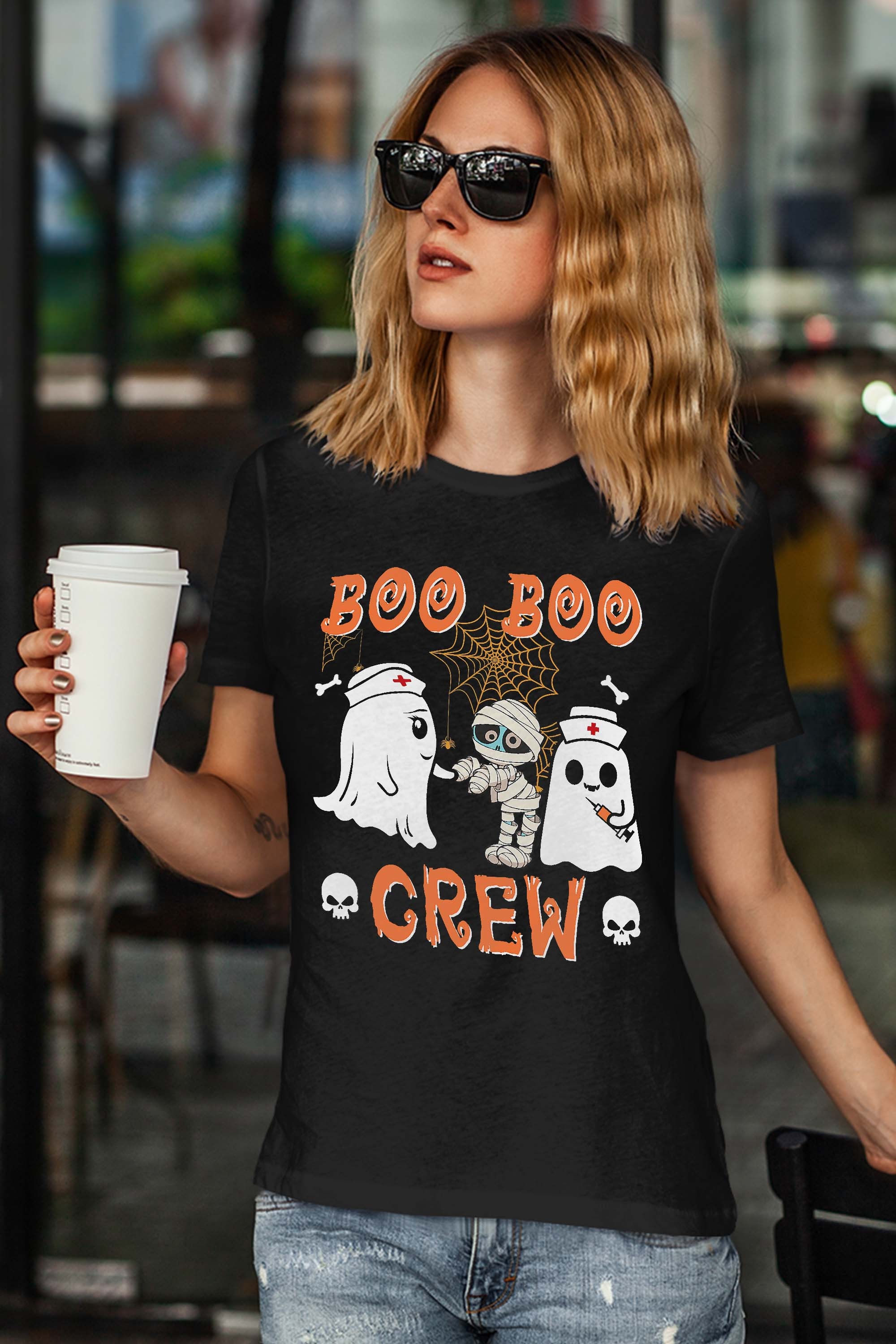 Halloween Boo Boo Crew Nurse Ghost Scared Mummy Zombie T-Shirt
