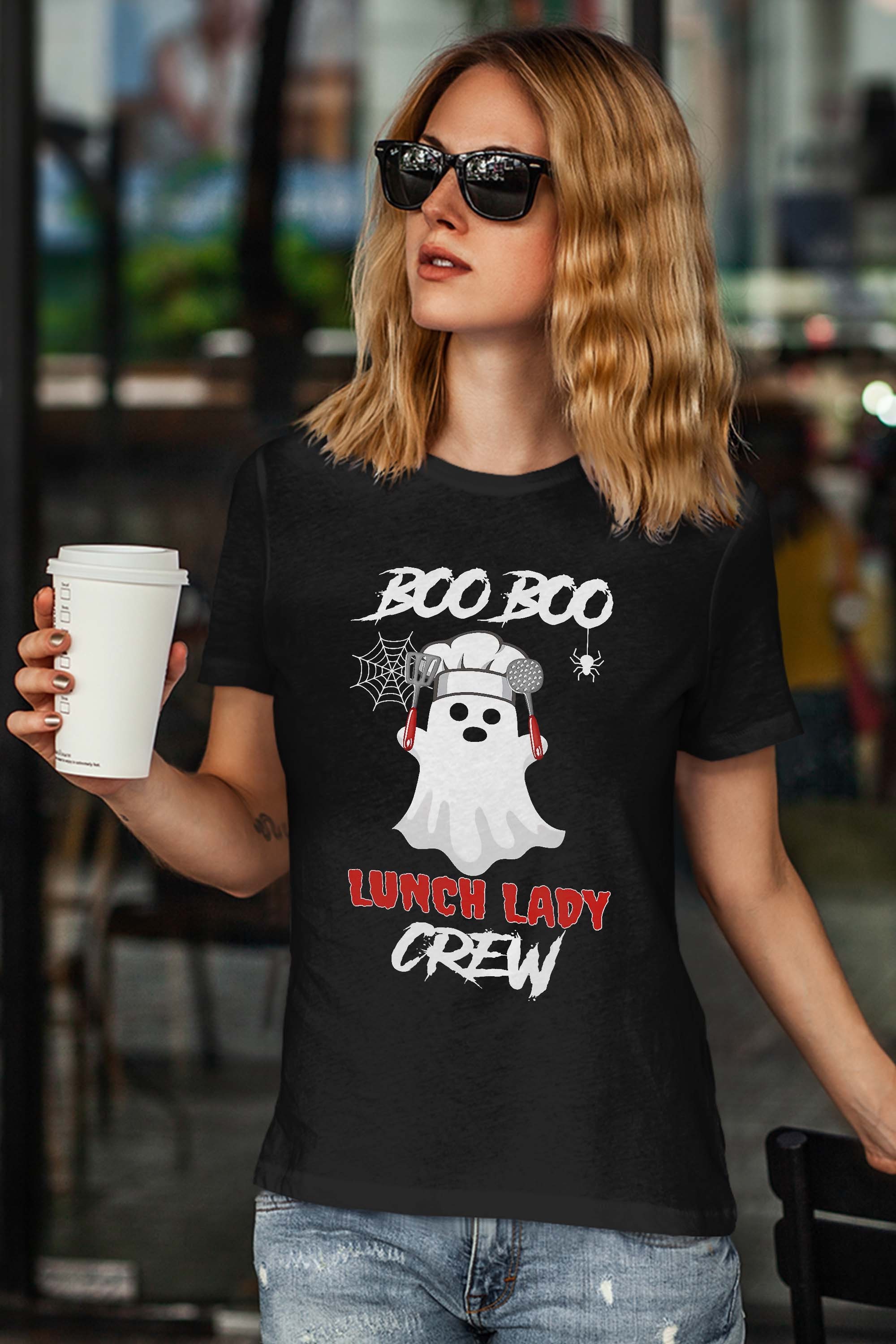 Halloween Ghost Chef Funny Boo Boo Lunch Lady Crew Cafeteria Costume Gift T-Shirt