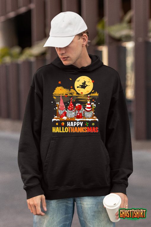 Halloween Gnomes Happy HalloThanksMas Thanksgiving Christmas Sweatshirt