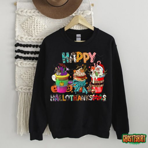 Halloween Thanksgiving Christmas Happy Hallothanksmas Coffee T-Shirt