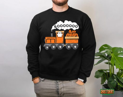 Halloween Train Boo Funny Ghost Pumpkin Toddler Kids Boys T-Shirt