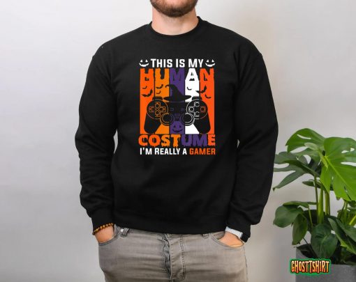 Halloween Video Gamer Pumpkin Jack O Lantern Boys Men Kids T-Shirt