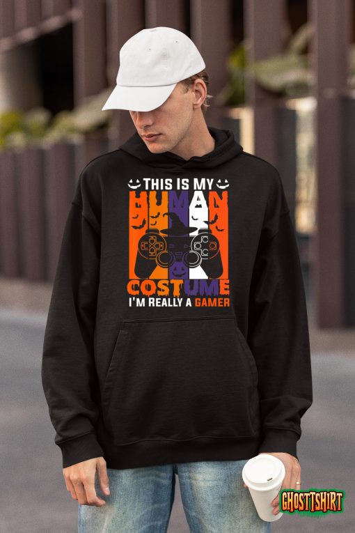 Halloween Video Gamer Pumpkin Jack O Lantern Boys Men Kids T-Shirt