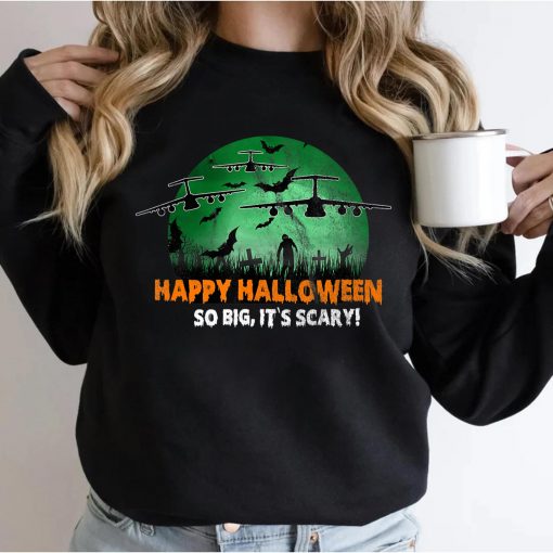 Happy Halloween C-5 Galaxy Airplane Green Sunset T-Shirt