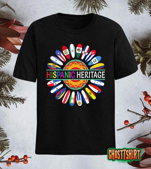 Hispanic Countries Flags Sunflower Hispanic Heritage Month T-Shirt