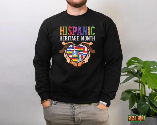 Hispanic Heritage Month Hands Heart Flags Men Women Kids T-Shirt