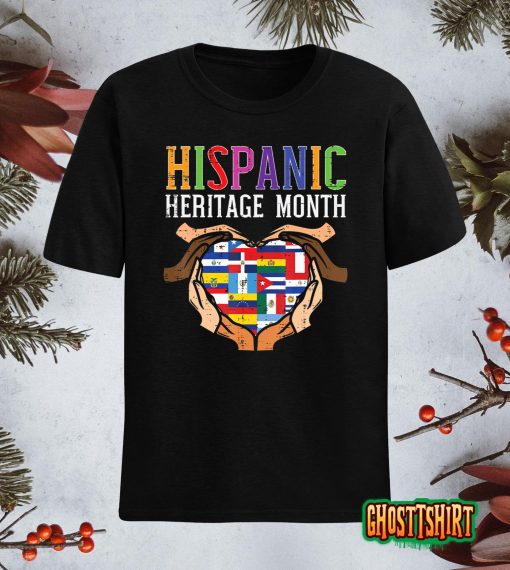 Hispanic Heritage Month Hands Heart Flags Men Women Kids T-Shirt