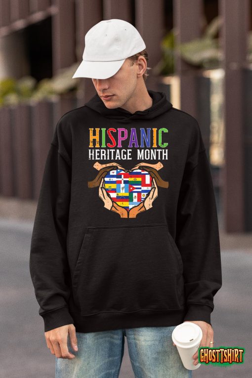 Hispanic Heritage Month Hands Heart Flags Men Women Kids T-Shirt