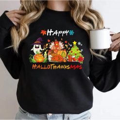 Holiday Happy HallowThanksMas Christmas Halloween Family Sweatshirt