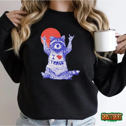 I Love Trash Raccoon Japanese Retro Style T-Shirt