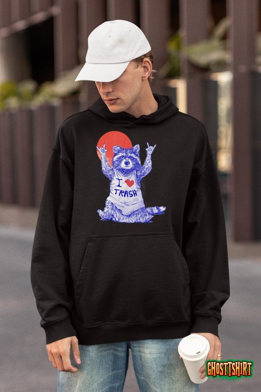 I Love Trash Raccoon Japanese Retro Style T-Shirt