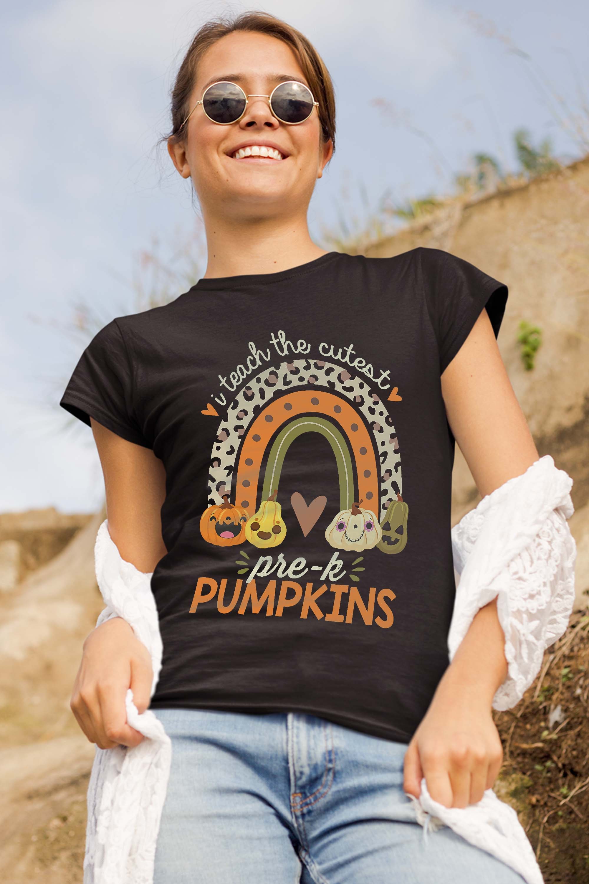 I Teach the Cutest Pre-K Pumpkin Halloween Preschool Teacher T-Shirt