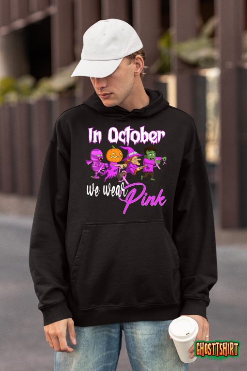 In October We Wear Pink Breast Cancer Awareness Halloween T-Shirt