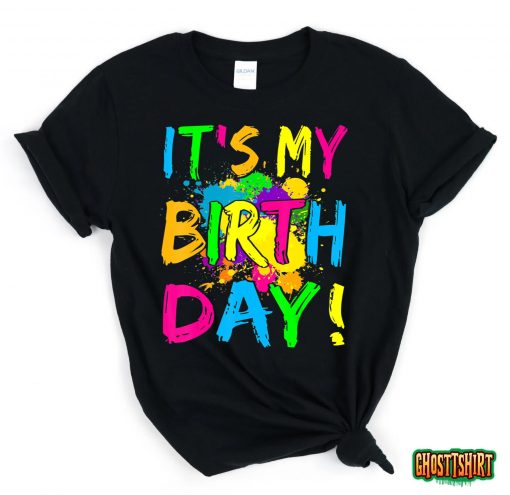 It’s My Birthday Boy Girl Let’s Glow Retro 80’s Party Outfit T-Shirt