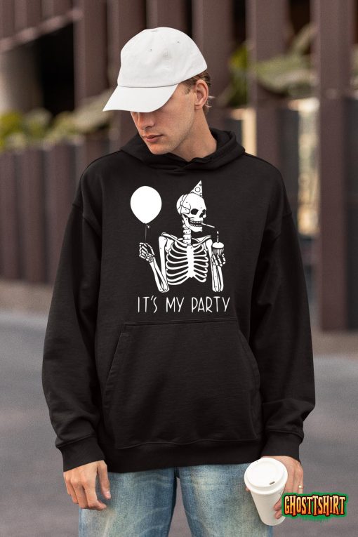 Its My Party Lazy Halloween Costume Skeleton Skull Birthday T-Shirt