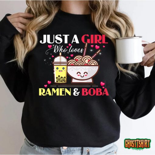 Just a Girl Who Loves Anime and Boba Bubble Tea Teens Girls T-Shirt
