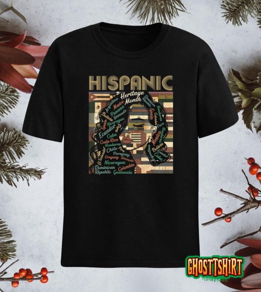 Latina Woman Art Hispanic Heritage Month Latin Country Flags T-Shirt
