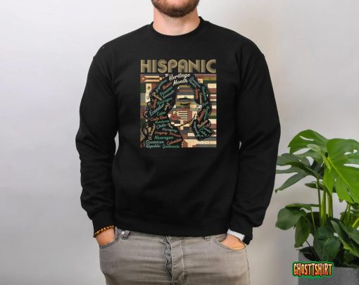 Latina Woman Art Hispanic Heritage Month Latin Country Flags T-Shirt