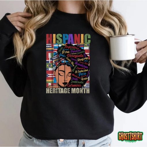 Latina Women Art Hispanic Heritage Month Latin Country Flags T-Shirt